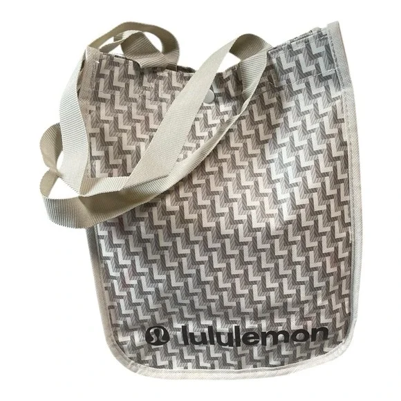 Lululemon Athletica Reusable Tote Bag Small Grey And Cream - Picture 1 of 9